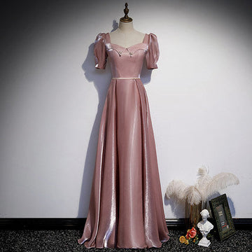 A line Pink Long Prom Dresses HZ1023